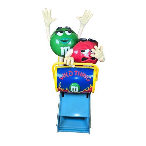 Vintage M&M's Candy Dispenser WILD THING Roller Coaster Ride Green Red M & Ms - Picture 3 of 9